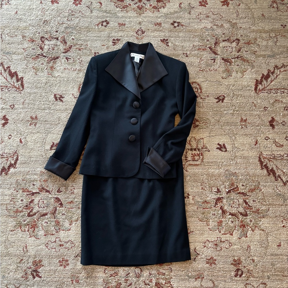 Vintage Christian Dior Classic Black Women's Skirt Suit